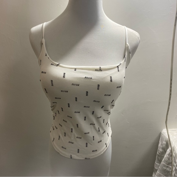 Miu Miu Tops - Miu Miu White Logo Print Camisole